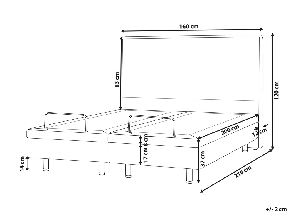 Bett verstellbar Stoff VICEROY 160 x 200 cm Hellgrau_1044430