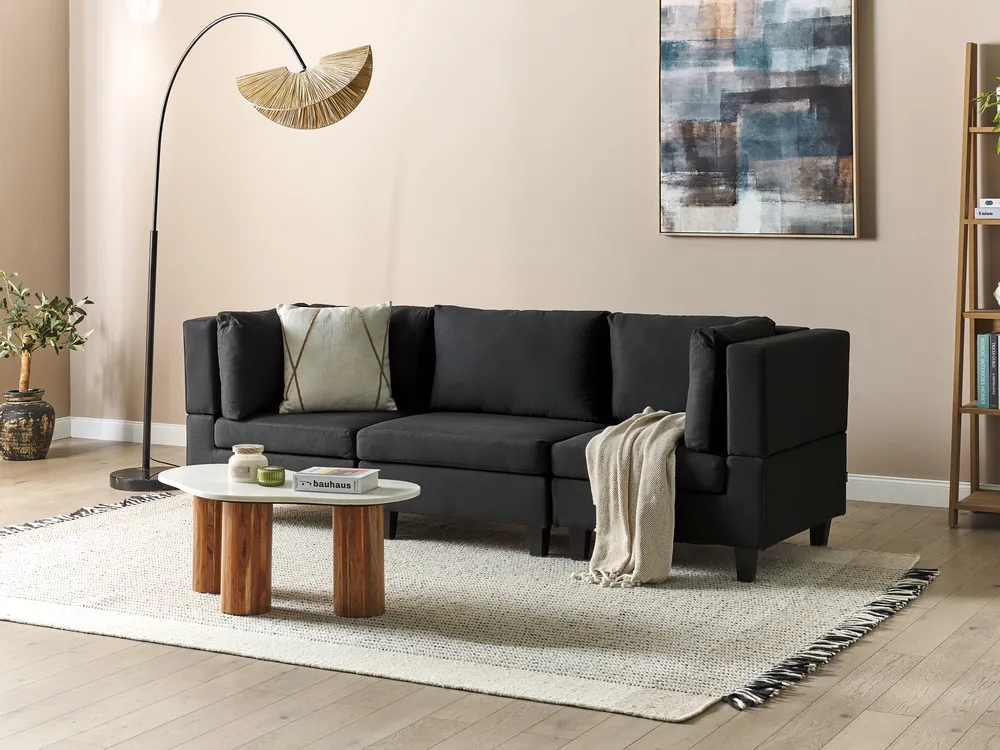 Modulsofa 3-Sitzer UNSTAD Stoff Schwarz