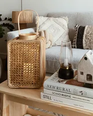 Laterne BANTUL 28 cm Polyrattan Naturfarben_921496