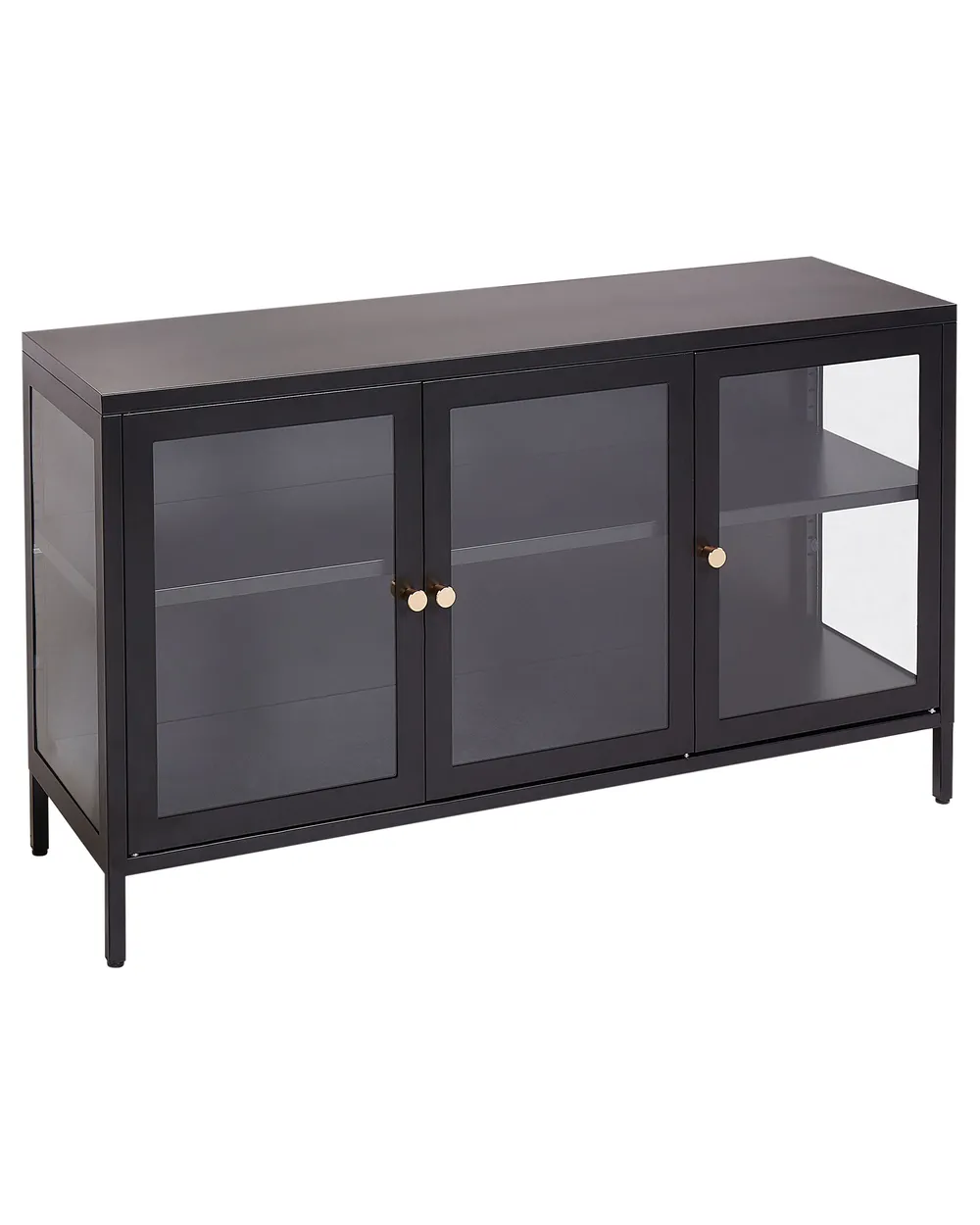Sideboard mit Glastüren NEWPORT 115 cm Metall Schwarz