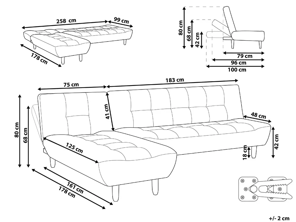 Modul Eckschlafsofa 4-Sitzer ALSTEN Stoff Grün rechtsseitig_1003824
