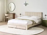 Bed with Storage Drawers LONZAC Velvet Beige 140 x 200 cm (EU Double)_1014627