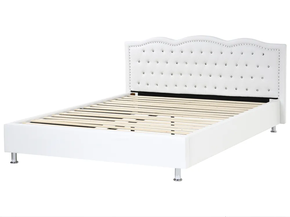 Bett mit Lattenrost Kunstleder METZ 180 x 200 cm Weiß_1043598