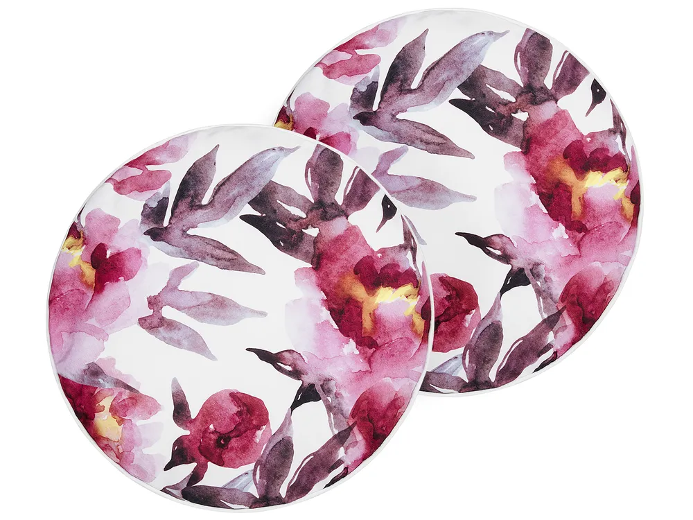 Gartenkissen 2er Set LANROSSO Blumenmuster 40 x 40 cm Rosa