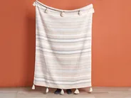 Kuscheldecke YARSELI Baumwolle 130 x 170 cm Beige_864055