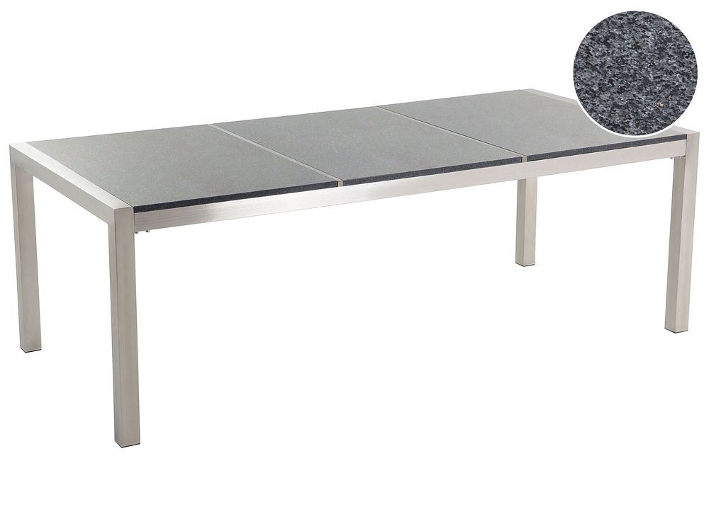 Table de salle à manger de jardin GROSSETO 220 cm 100 cm Granit Poli Gris