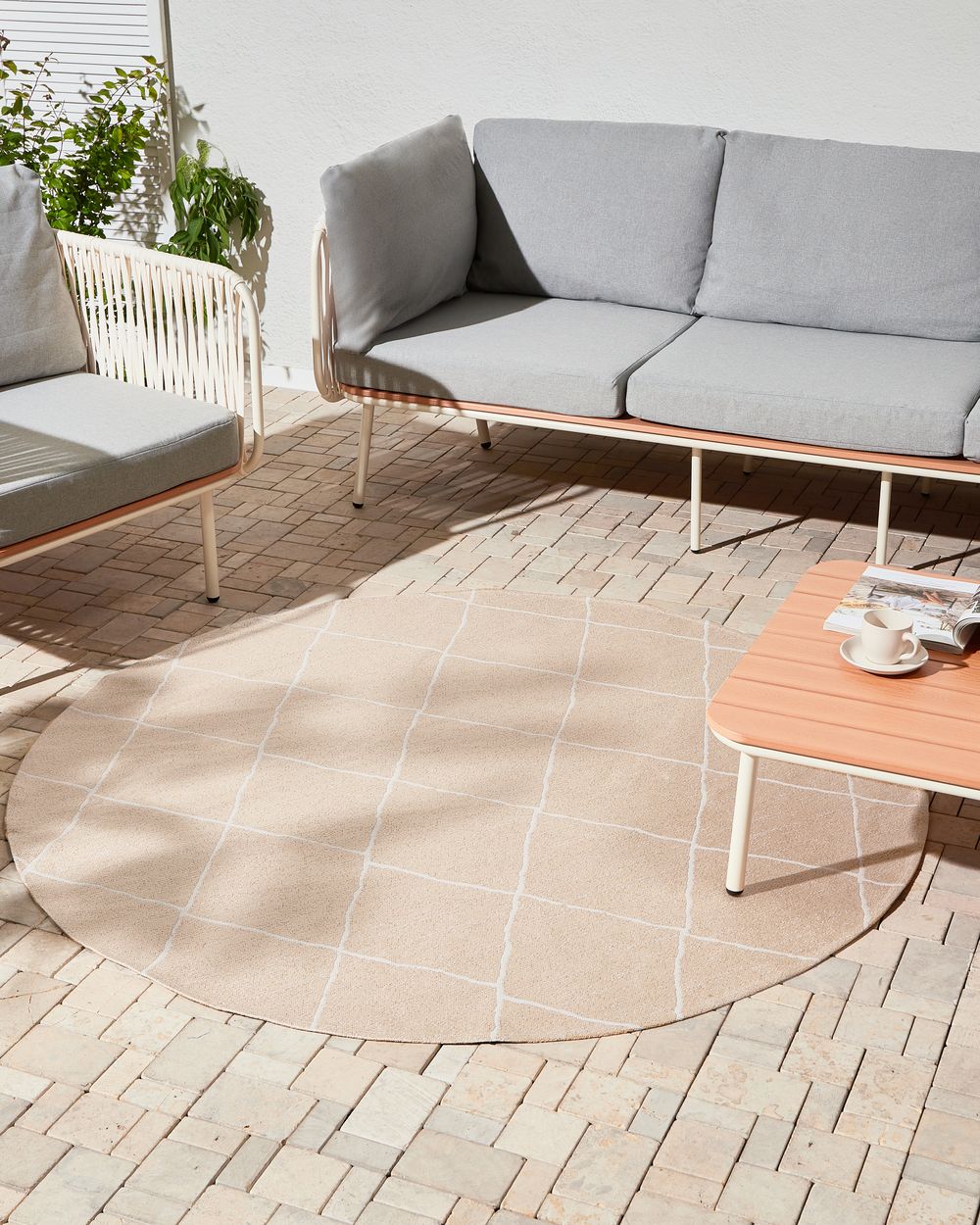 Outdoor Rug GWALIOR Beige ø 160 cm