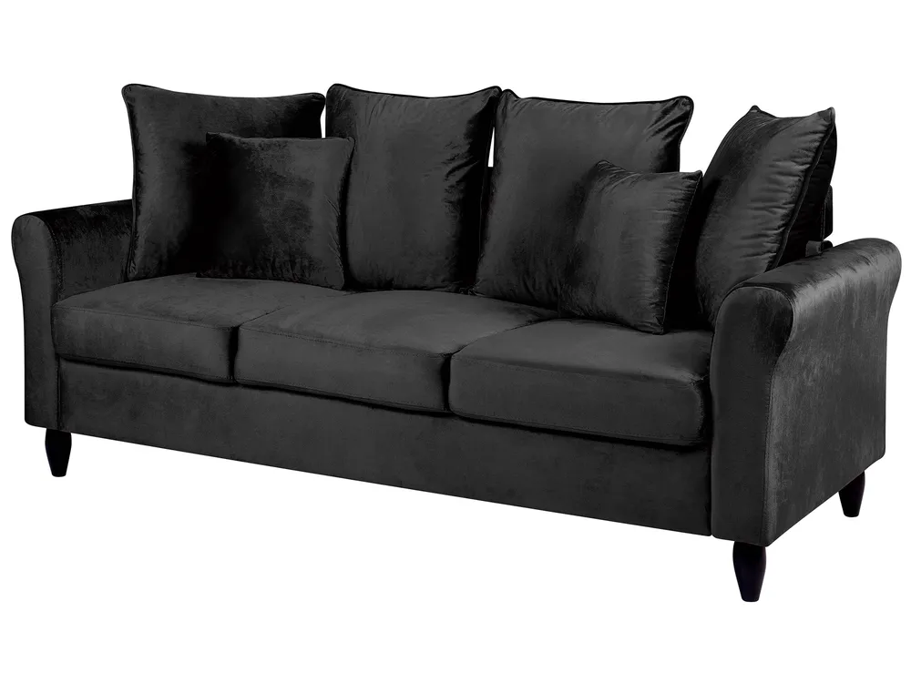 Sofa 3-Sitzer BORNHOLM Samtstoff Schwarz_748476