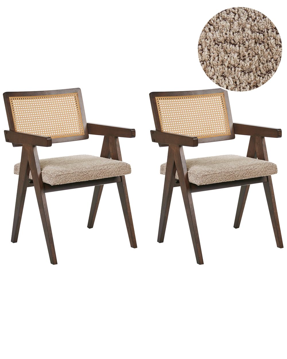 Set van 2 eetkamerstoelen AVA Hout Bruin/taupe
