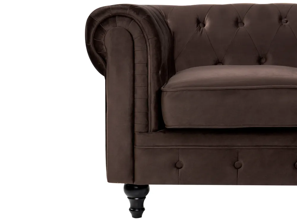 Sofa Set 4-Sitzer CHESTERFIELD Samtstoff Dunkelbraun_1065063