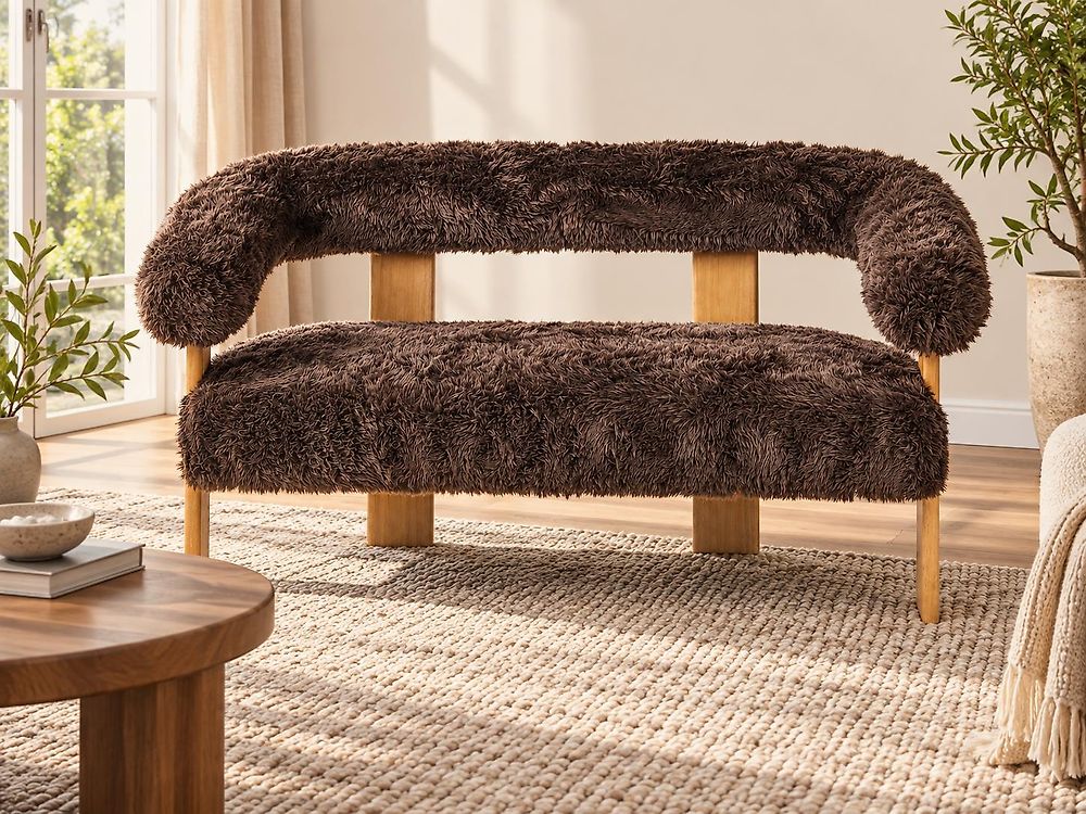 Sofa 2-Sitzer ILBRO Webpelz Dunkelbraun / Hellbraun