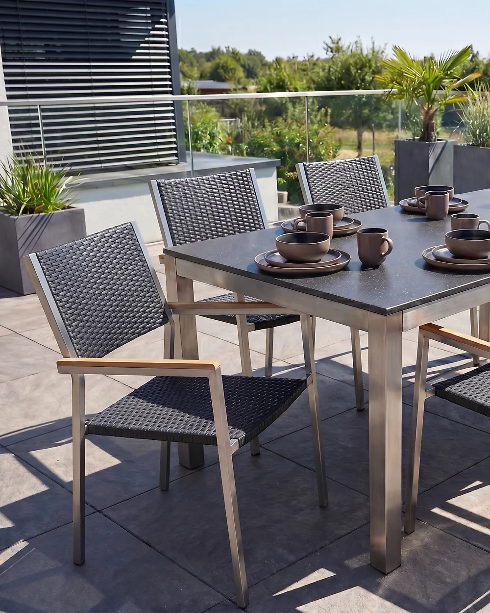 Gartenstuhl 6er Set GROSSETO Polyrattan Schwarz