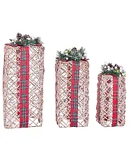Weihnachtsdekoration 3er Set LED KAUSALA 65/55/45 cm Weihnachtsgeschenke Braun_1179608