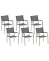 Gartenstuhl 6er Set GROSSETO Edelstahl Grau