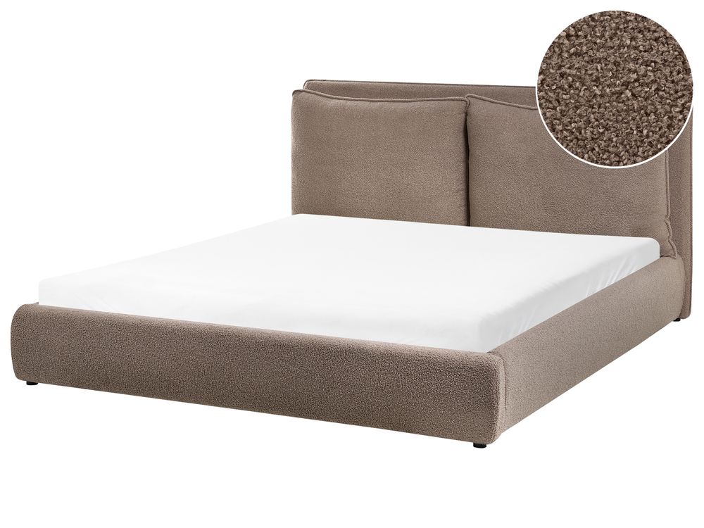 Waterbed Boucle BAJONNA 160 x 200 cm (EU King Size) Brown