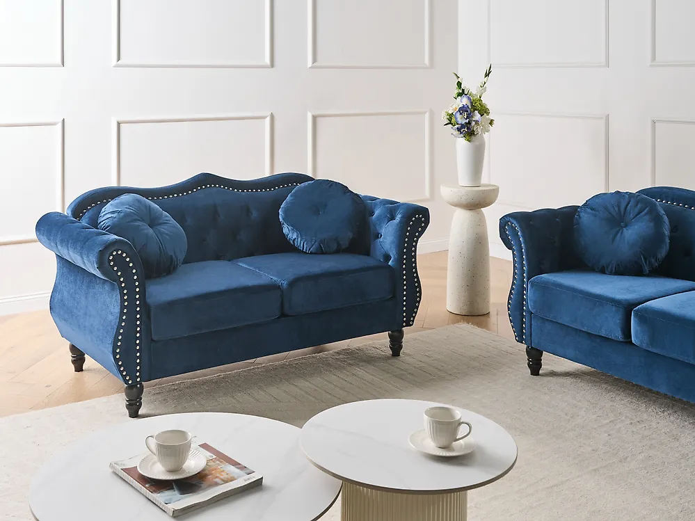 Sofa 2 Seater SKIEN Velvet Navy Blue