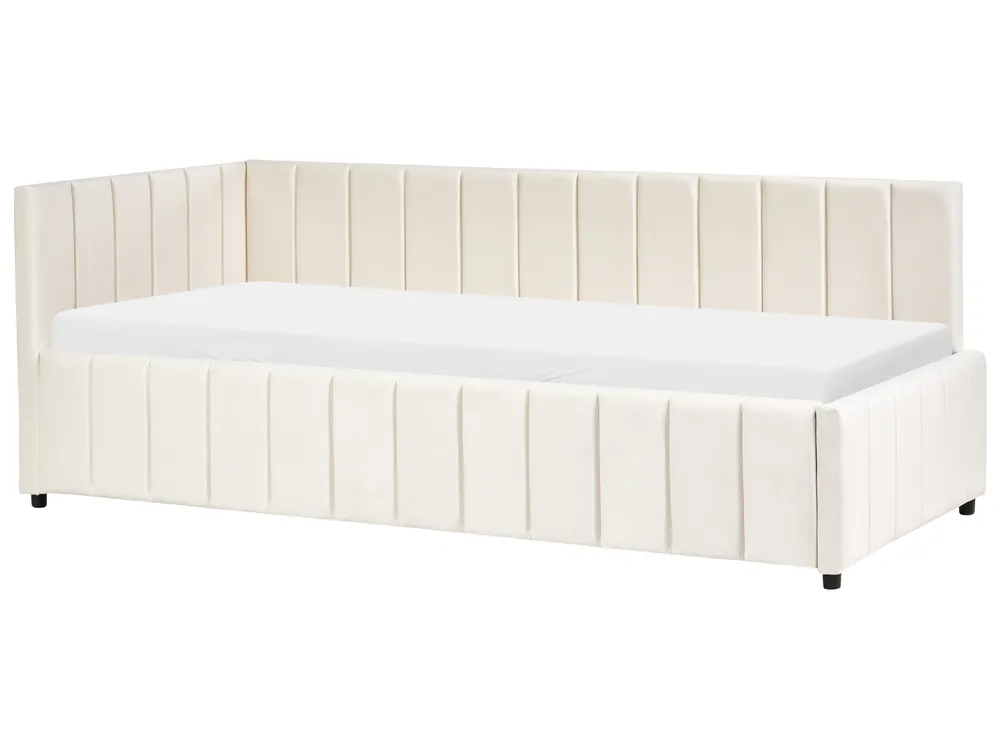 Tagesbett Samtstoff LISIEUX 90 x 200 cm Cremeweiß