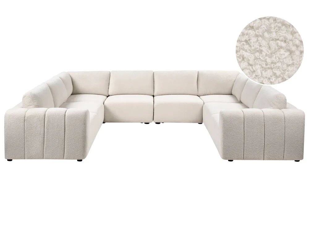 U-förmiges Modulsofa 8-Sitzer KIVVIK Bouclé Cremeweiß