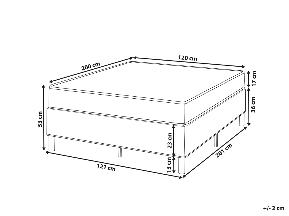 Boxspringbett ohne Kopfteil Stoff COUNTESS 120 x 200 cm Beige_1054123