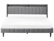 Bed with LED BEAULIEU Fabric Dark Grey 180 x 200 cm (EU Super King) with USB Port with Storage_993587