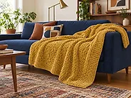 Kuscheldecke ELOVA 150 x 200 cm Senfgelb_1178097