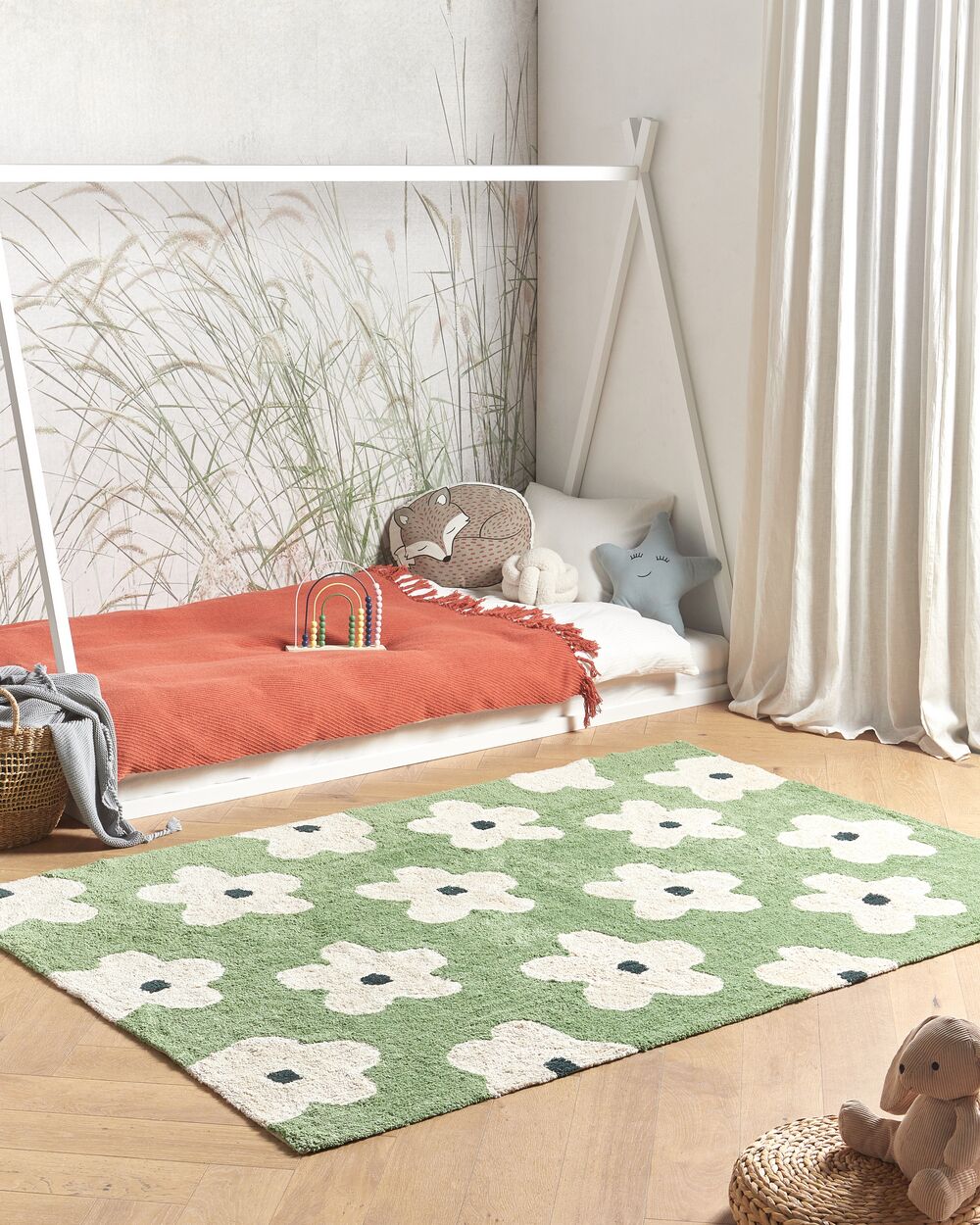 Kindervloerkleed MOKHVA Groen 140 x 200 cm Katoen