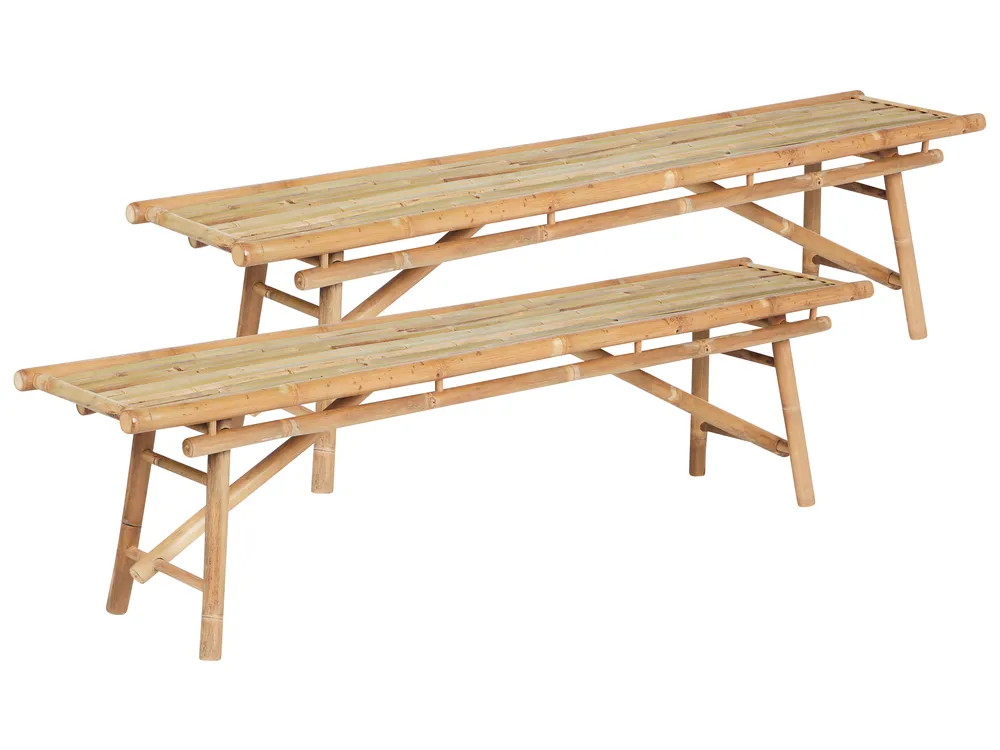 Gartenbnke 2er Set TINDARI 180 cm Bambus Hellbraun - Beliani.ch