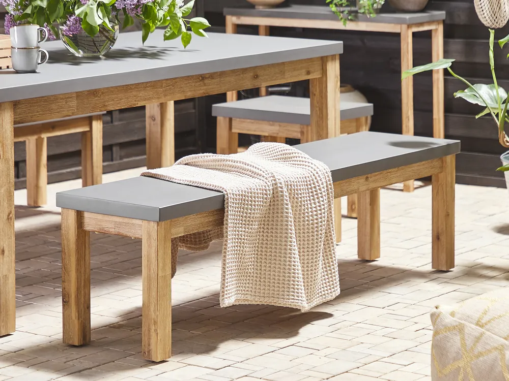 Gartenmöbel Set mit Bänken 6-Sitzer OSTUNI Beton Grau_804868
