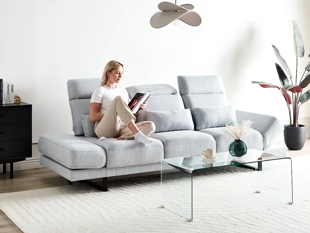 Sofa 3-Sitzer IKAST Stoff Hellgrau_1184531