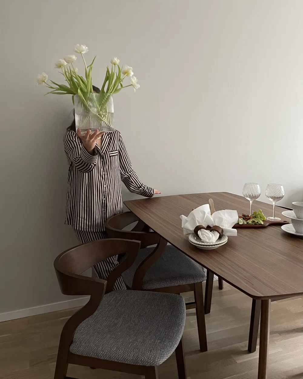 Set of 2 Dining Chairs MAROA Wood Light Grey_855997