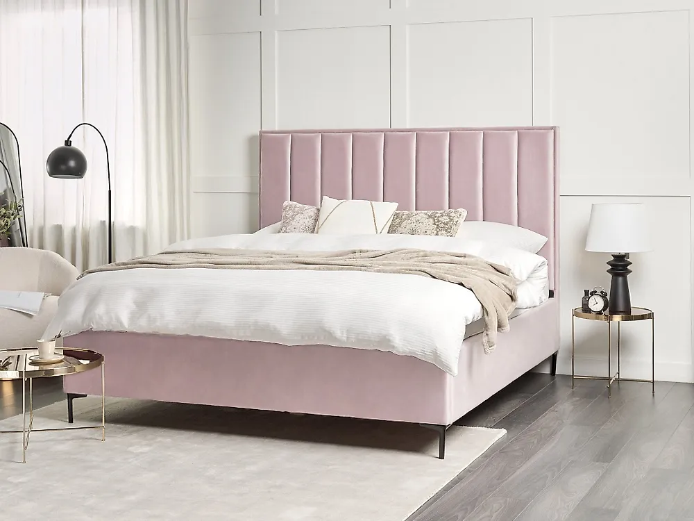 Bett mit Stauraum SEZANNE Samtstoff Rosa 180 x 200 cm_1179130