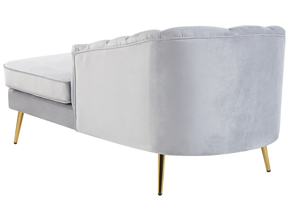 Linksseitige Chaiselongue ALLIER Samtstoff Hellgrau_795622