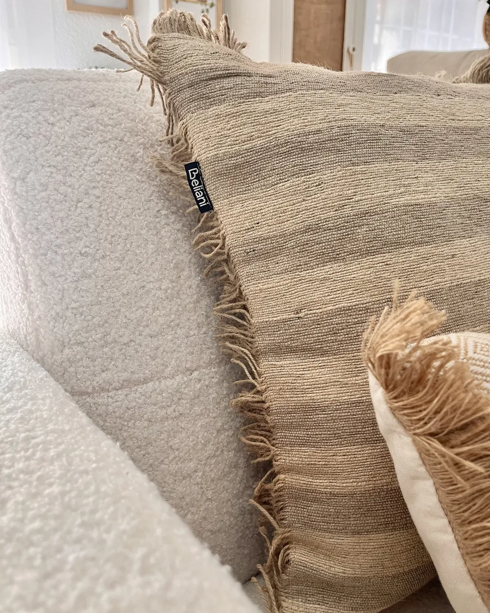 Dekokissen 2er Set CIRSIUM 45 x 45 cm Jute Beige Streifenmuster_969543