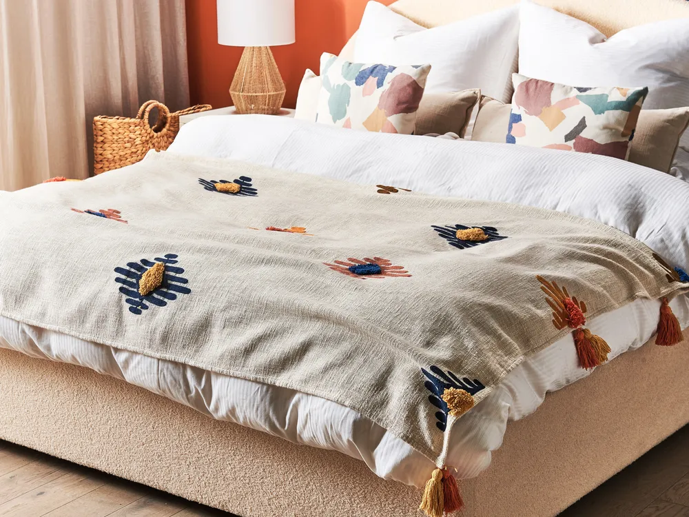 Kuscheldecke MUNGER Baumwolle 130 x 180 cm Beige