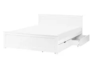 Bett mit 2 Schubladen SABRAN Kiefernholz Weiß 140 x 200 cm_1061257