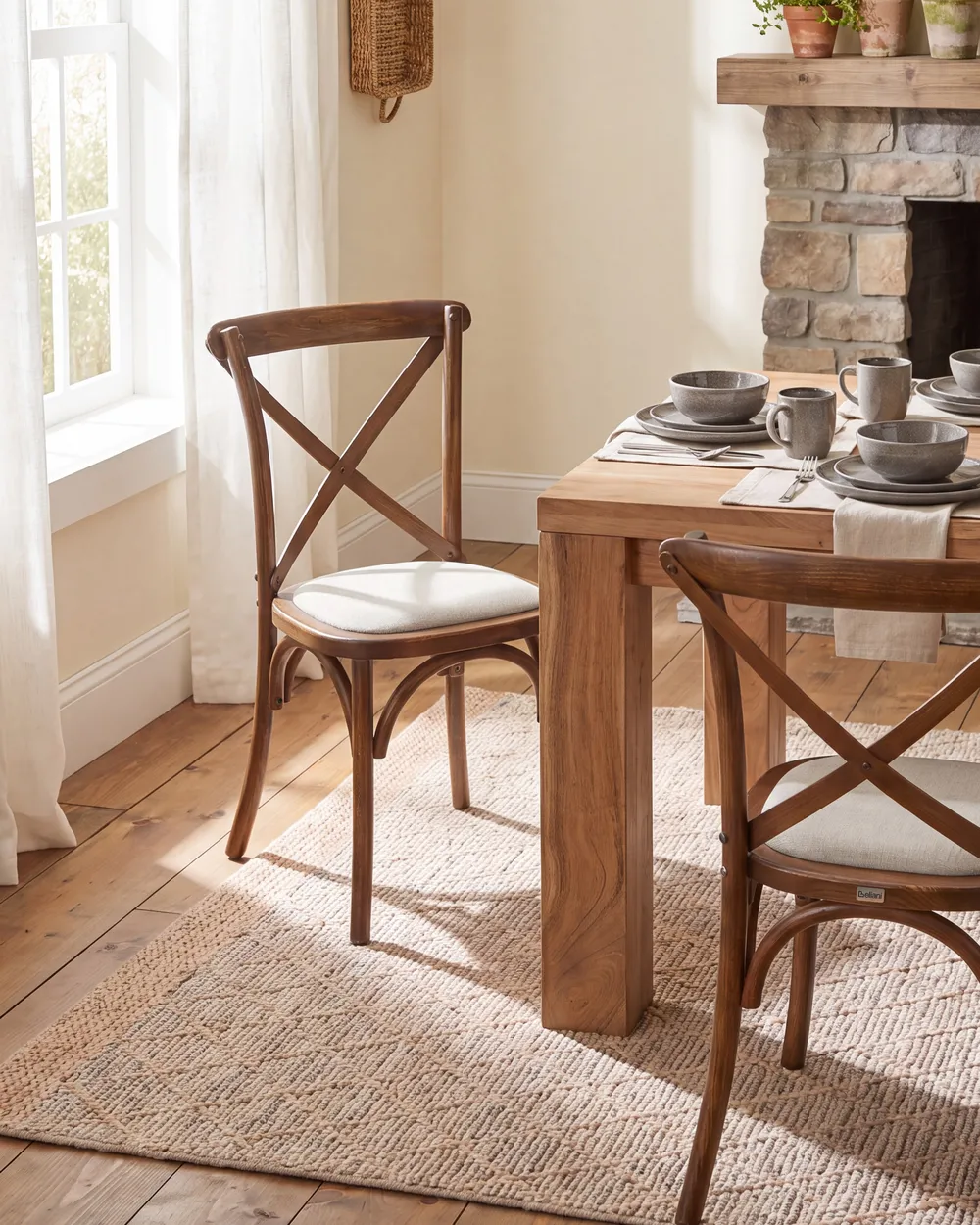 Lot de 2 chaises LYONS Bois Marron foncé/beige