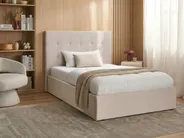 Bett mit Stauraum LORIENT Stoff Beige 120 x 200 cm_1062956