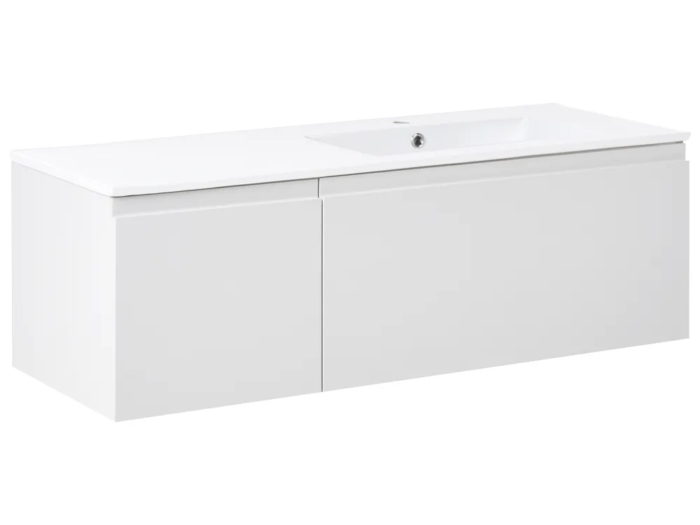 Wandmontierter Waschbeckenunterschrank mit Waschbecken COROICO Hellgrau