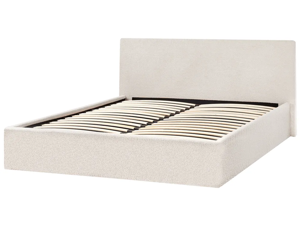 Bett mit Stauraum ORBEY Bouclé Cremeweiß 160 x 200 cm_981726