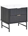 2 Drawer Bedside Table GLASTONBURY Marble/ Black