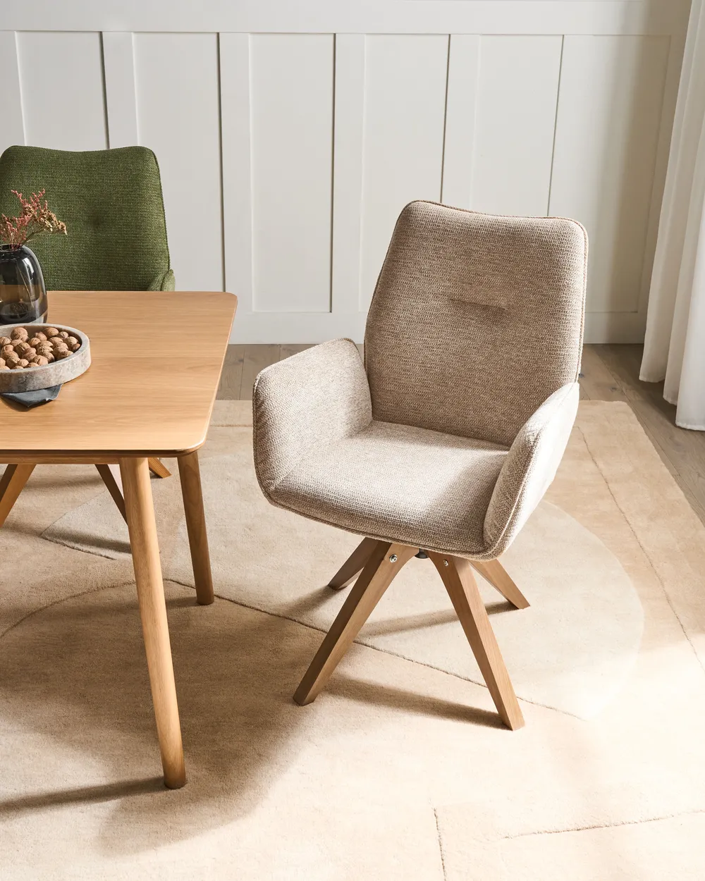 Esszimmerstuhl drehbar MOKENA Kunstleinen Beige