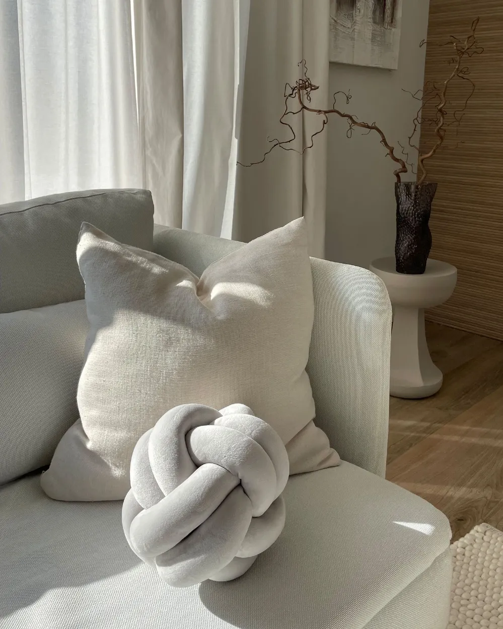 Throw Cushion MALNI 30 x 30 cm Velvet Light Grey Solid_883520