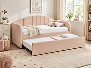 Ausziehbett Bouclé EYBURIE 90 x 200 cm Pfirsichrosa_907131