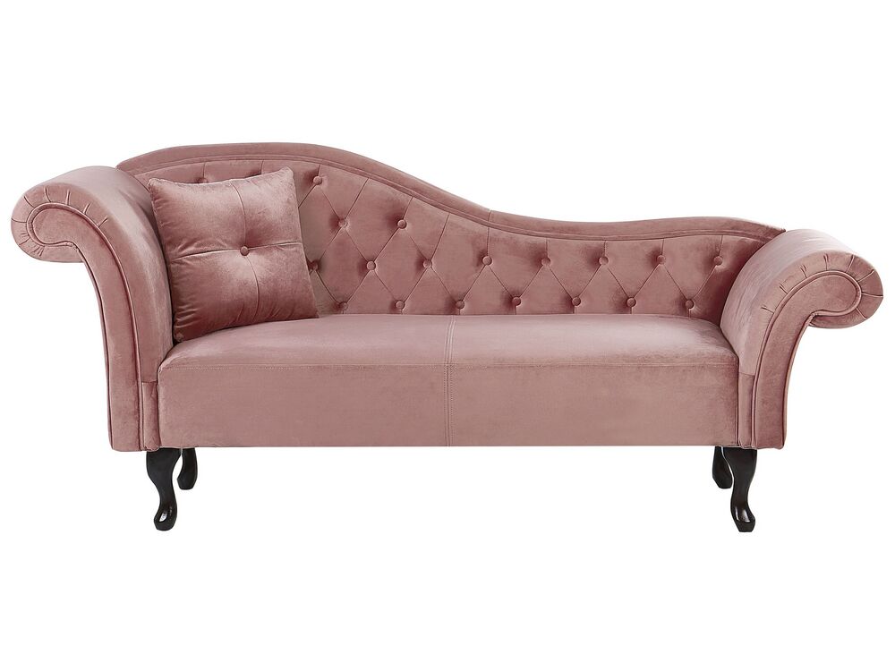Linksseitige Chaiselongue LATTES Samtstoff Rosa