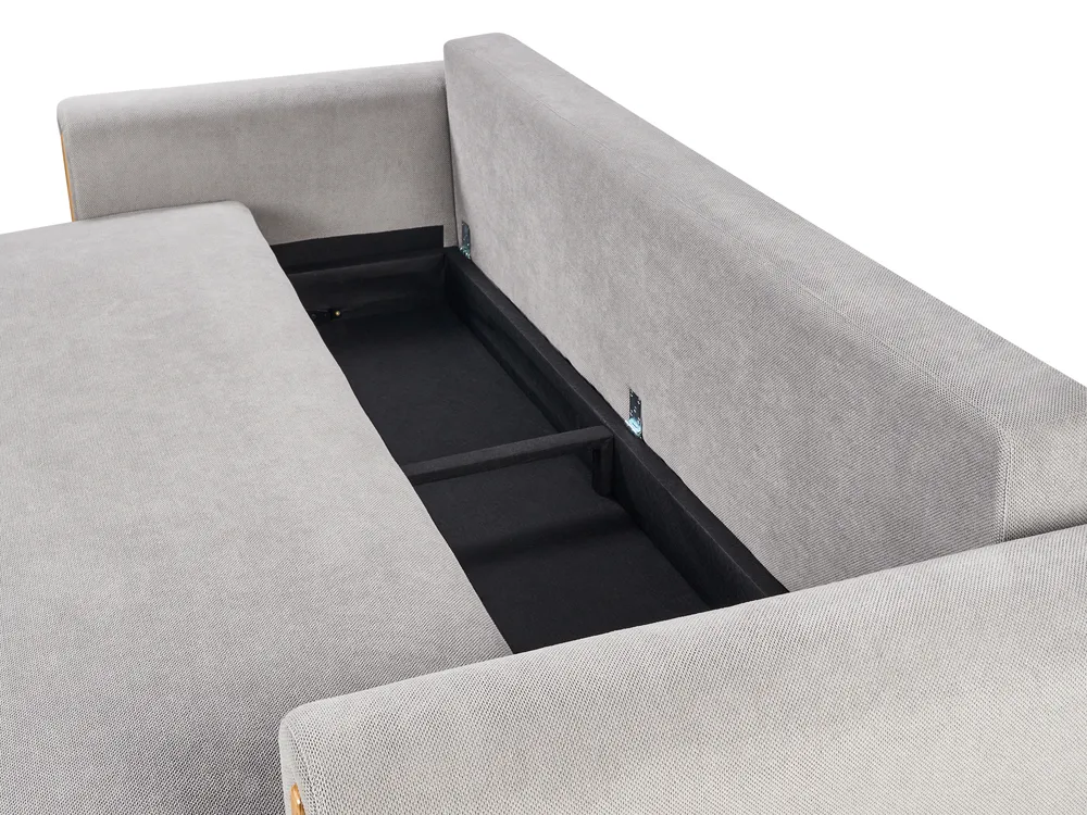 Schlafsofa 3-Sitzer KVAM mit Stauraum Stoff Grau_1021934