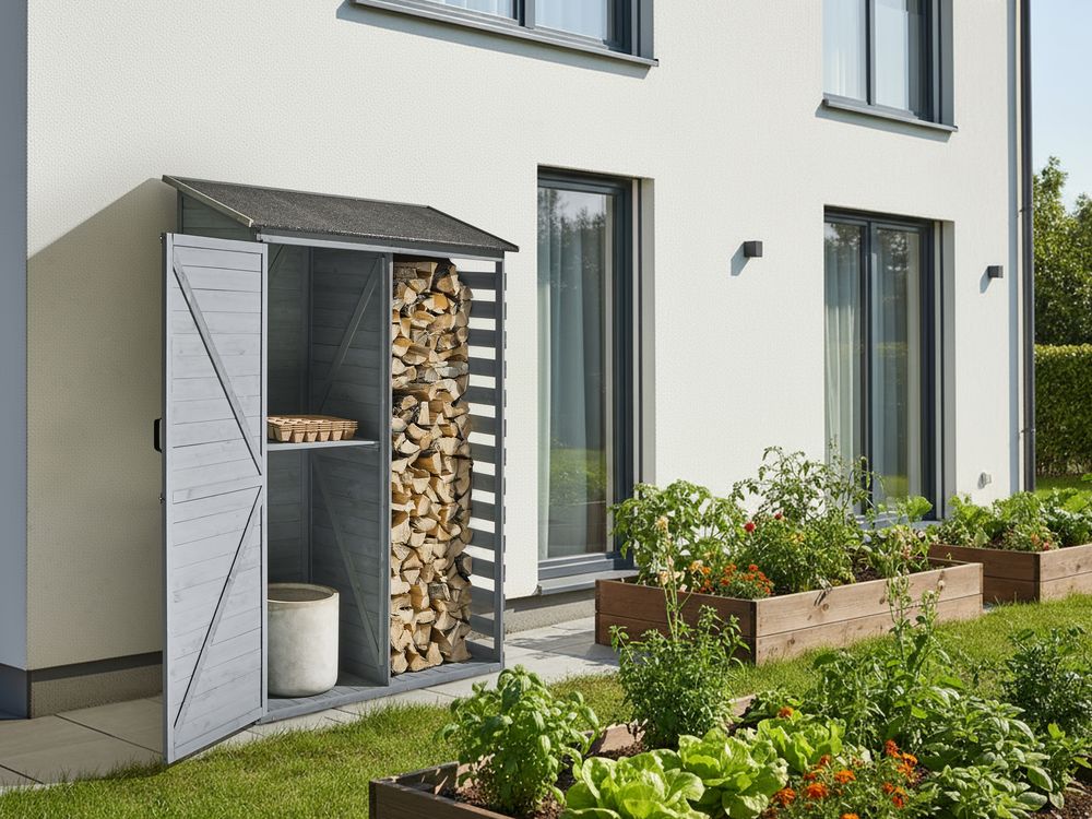 Geräteschuppen CENGIO 130 cm 57 cm Tannenholz Grau