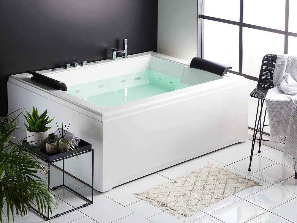 Corner Hot Tub with LED SALAMANCA 1830 x 1420 mm White_761825