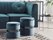 Set of 2 Storage Pouffes DORIS Velvet Blue_779589