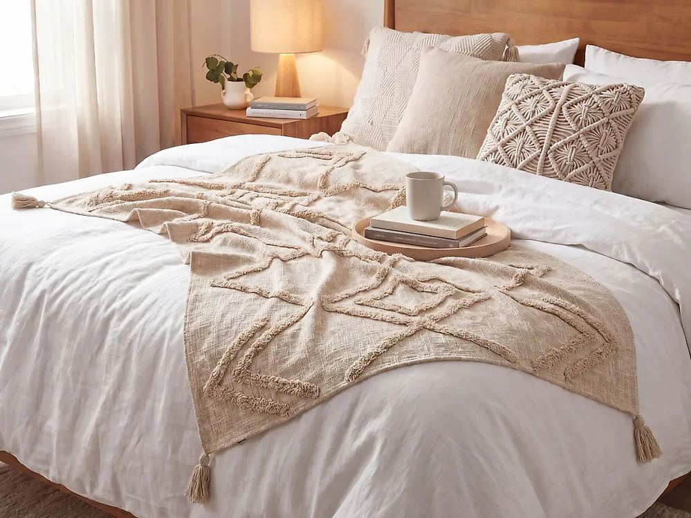 Kuscheldecke MORBI Baumwolle 130 x 180 cm Beige_1178864