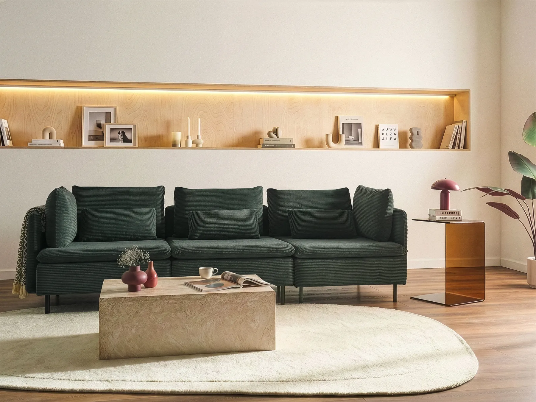 Modulsofa 3-Sitzer EGERIS Cord Dunkelgrün_1067080